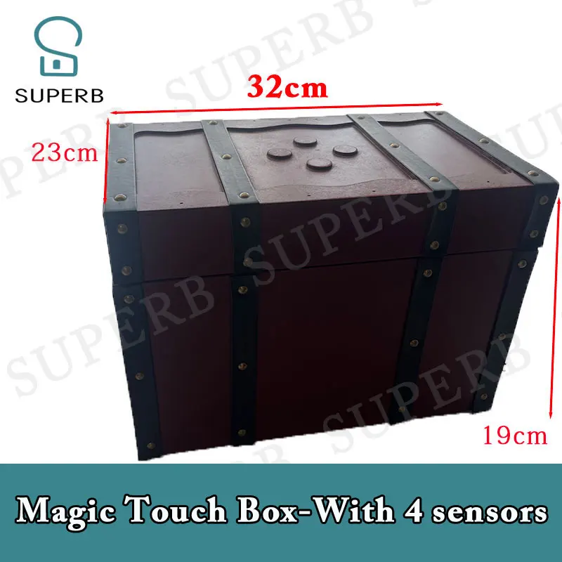 Escape Room Touch Box with 4 Magnet Sensors Prop 2023 New Prop 4 Magnet Sensors Sequence Magic Box Prop Magic Wand to unlock