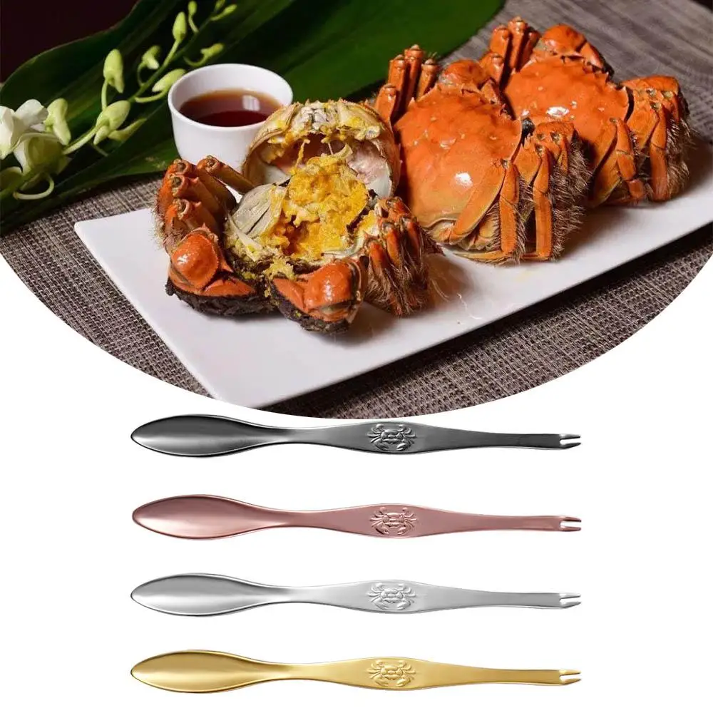 Stainless Steel Double Headed Thin for Crab and Lobster Multi-Use Lobster Spoons Crab Fork Crab Picking Tools Seafood Utensils