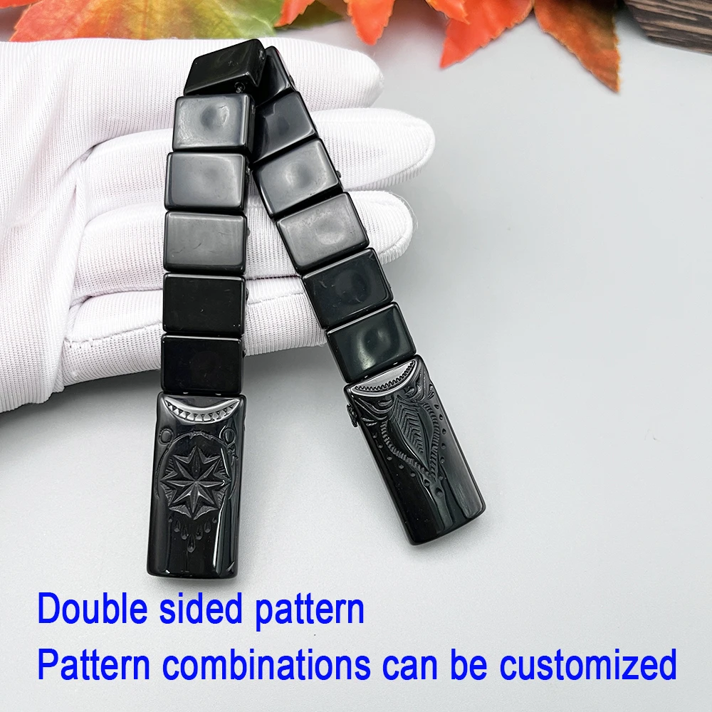 NJ81 Rosary Prayer Resin 3D Eight Pointed Black Star Flame Meditation Muse Fingertip Relieve Stress Foldable Rotating Ornament