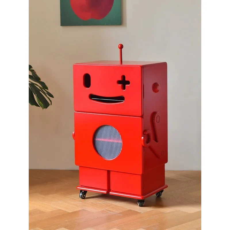 

Simple modern creative art robot movable cabinet living room sofa side bedside table storage decorative