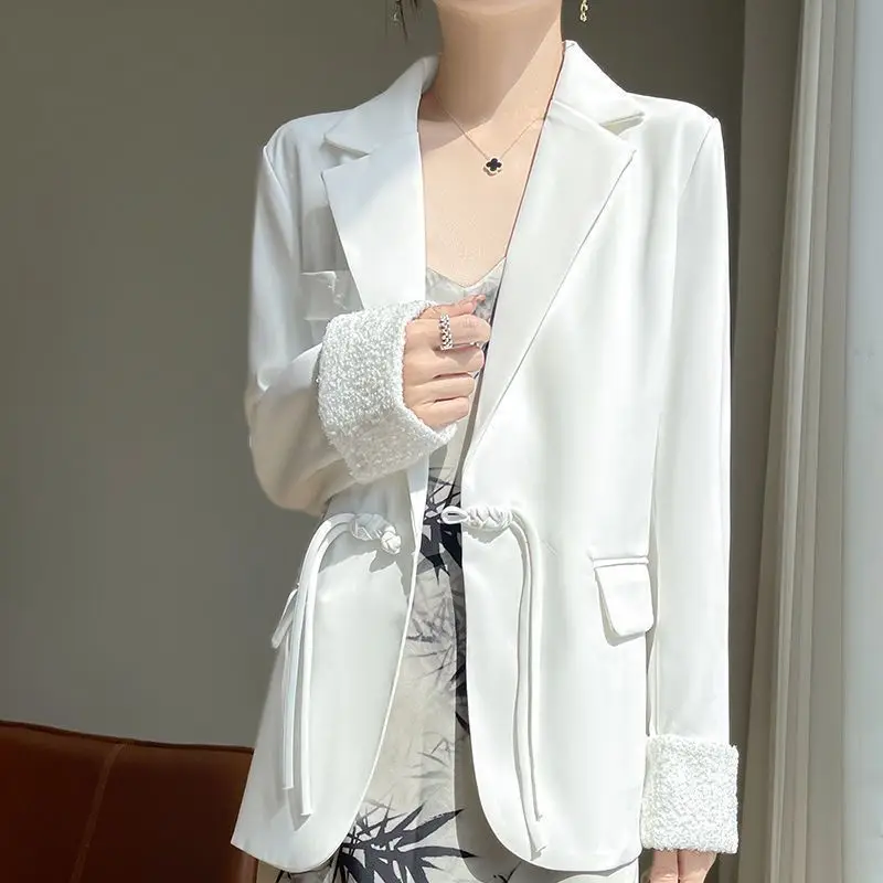 

Новый женский шелковый блейзер из тутового шелкопряда в китайском стиле, весенне-осенний, с застежкой, маленький костюмный пиджак, женские блейзеры и жакеты
