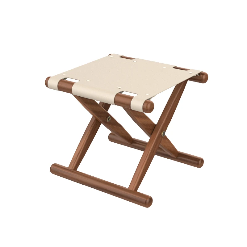 Mazha black walnut solid wood portable small stool, new Chinese style shoe changing stool, outdoor folding chair, low stool