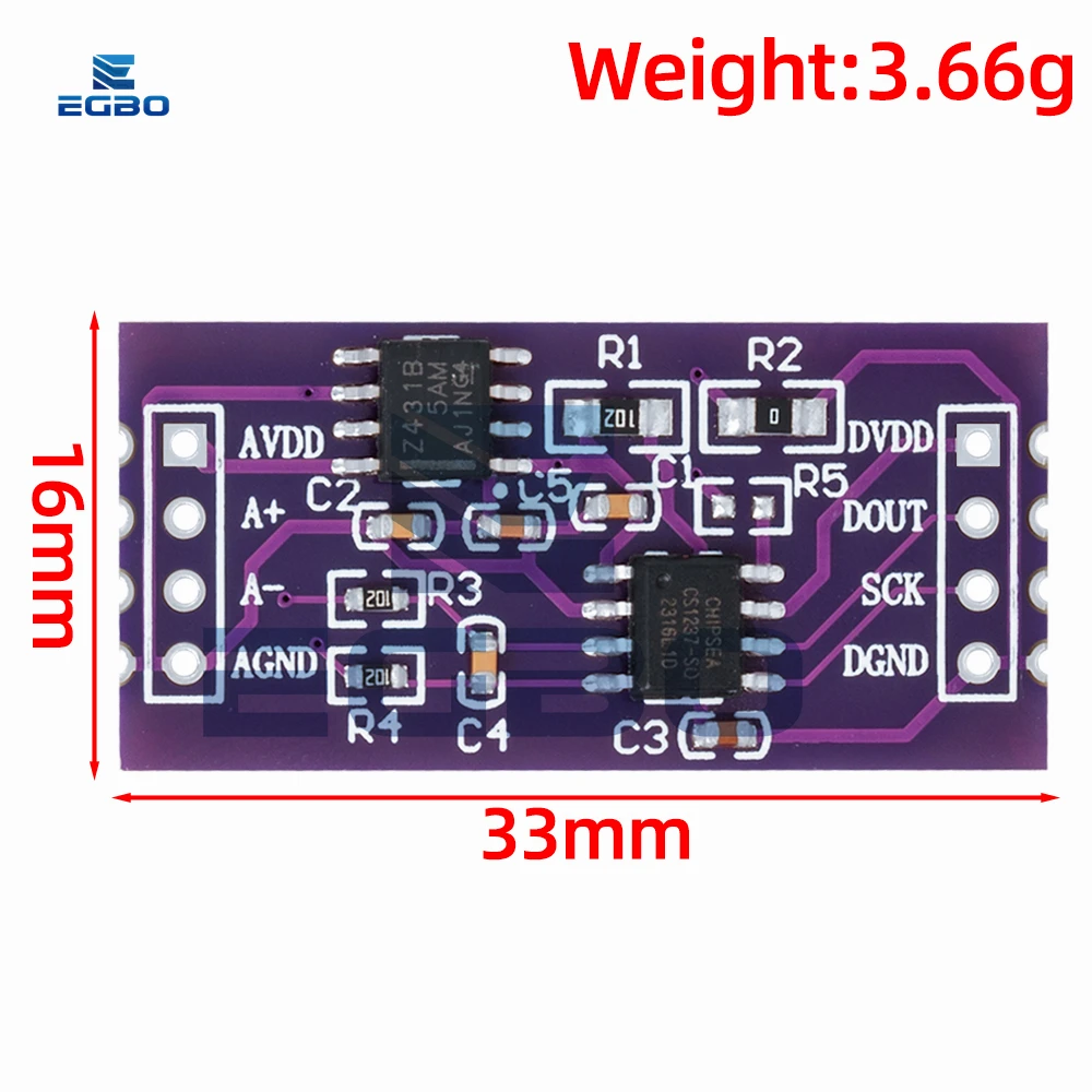 CS1237 24-bit ADC Module Onboard TL431 External Reference Chip Single-channel Weighing Sensing 24bit CS1238 Dual Channel EGBO