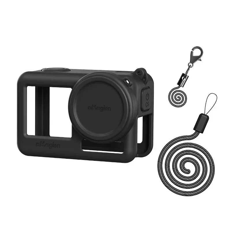 Protective Silicone Case with Lens Cap for DJI for Action 4 & 3 Black Excellent Camera Protection Stylish Design