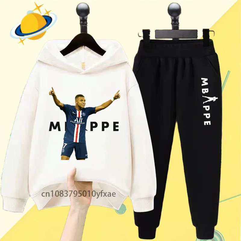 Mbappe cartoon children hoodie set cartoon print autumn and winter long-sleeved sweatshirt boys and girls fashion casual top