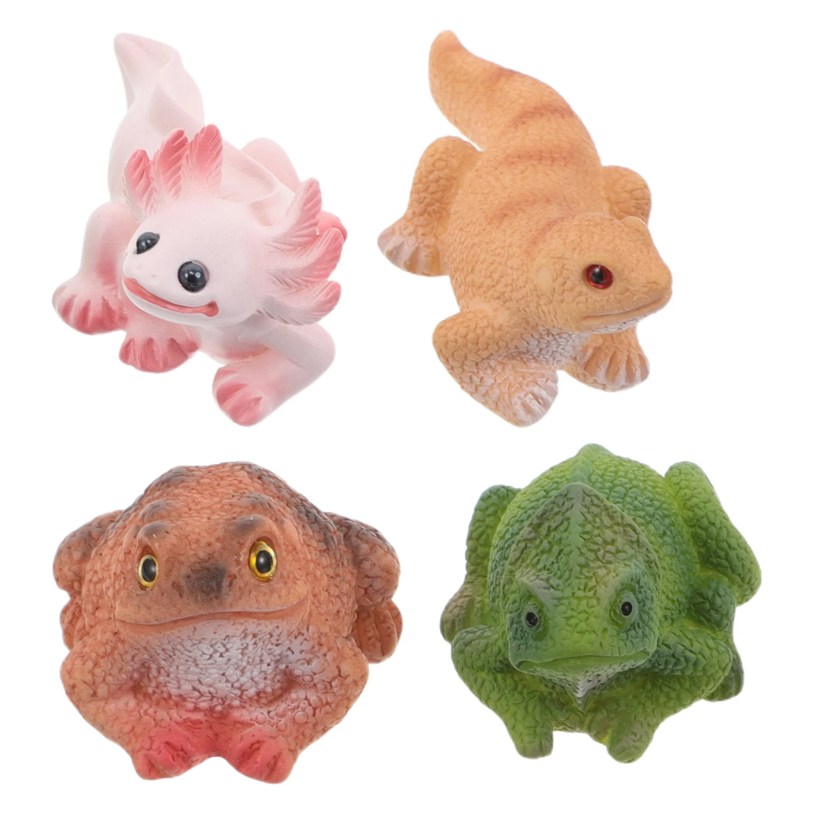 

4pcs Mini Lizard Figurines Resin Amphibian Frog Chameleon Models For Fairy Garden Moss Landscape Terrarium Aquarium Decor