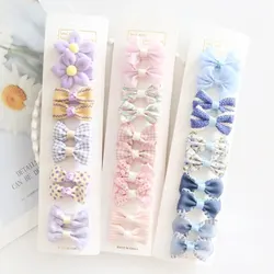 10Pcs Cute Bows Baby Hair Clips Floral Print Girls Princess Hairpins Barrettes Kids Hair Accessories