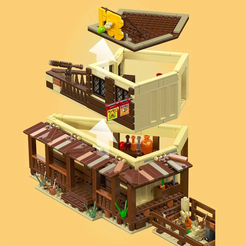 모듈식 건물 와일드 웨스트 살룸 몰드 킹 24072 바 선술집 모델, 빌딩 블록 브릭 퍼즐 장난감, 어린이 선물, 800PCs
