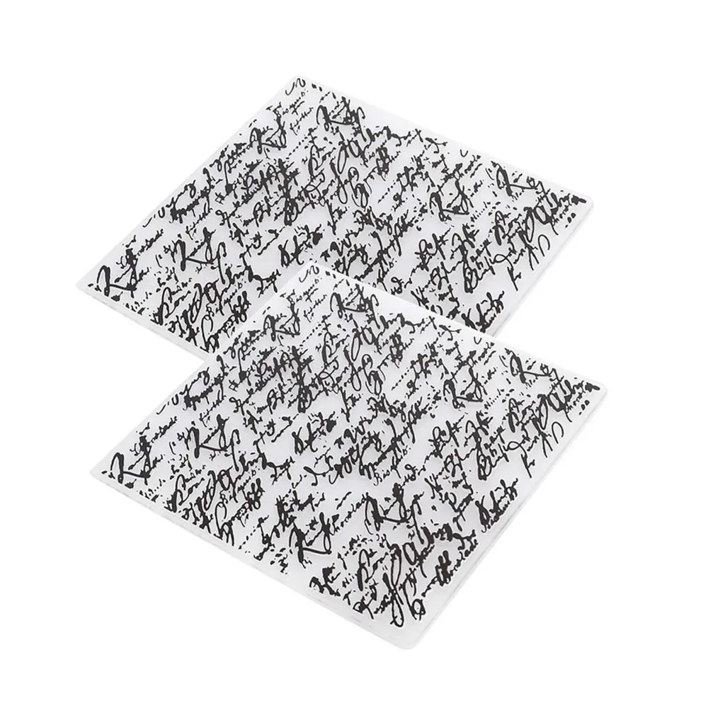 2pcs Polymer Polymer Embossing Mold Flexible Reusable DIY Embossing Plate Thin Transparent Handwriting Embossing Stamp