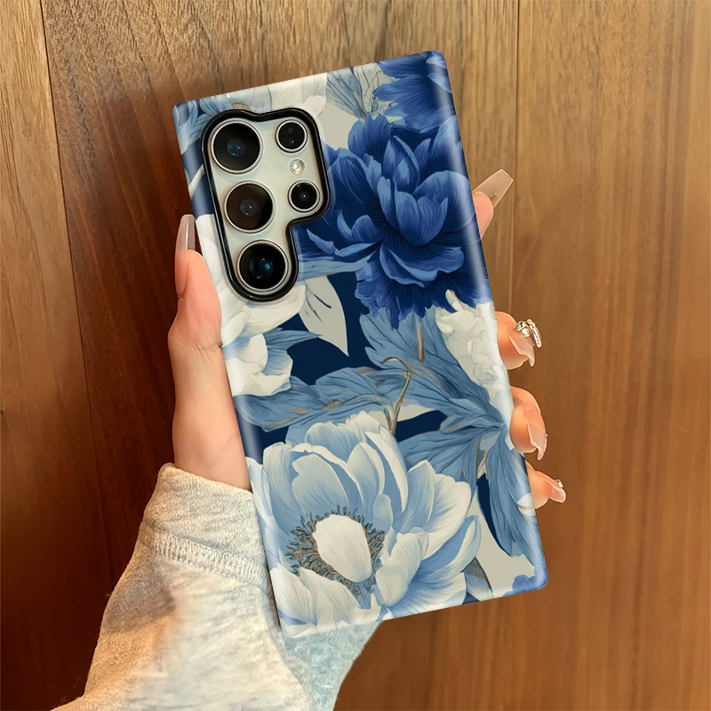 Fcicicase Cover For Samsung Galaxy S25 Plus S25+ Fashion Flower Case For Samsung S20 FE S23 Ultra S24 Plus Dual Layer Fundas