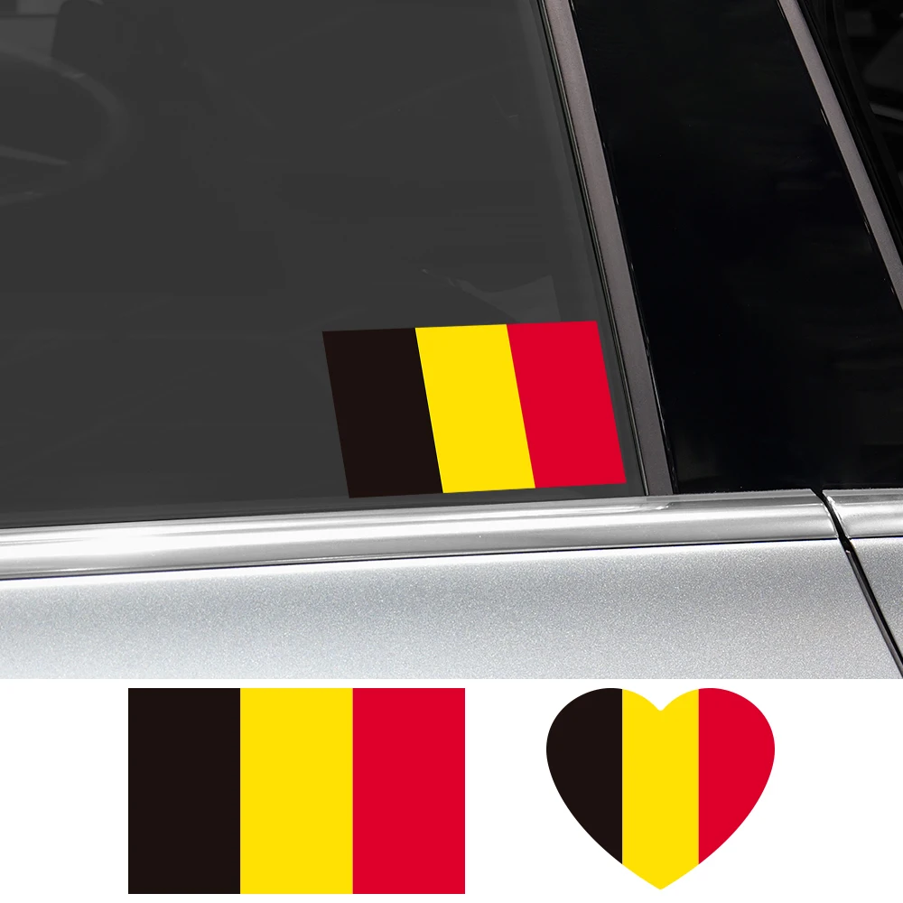 Belgium Flag Custom Heart Shaped Decals Waterproof DIY Vinyl Car Window Motorcycle Helmet Decoration Auto Styling Accessories