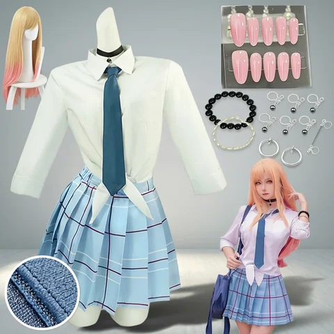 Kitagawa Marin Cosplay Anime My Dress Up Darling Kitagawa Marin Cosplay Costume Dresses Womens Japanese School Girl Uniform COS