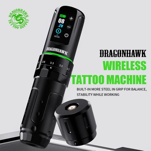 Imagen 2 del producto Kit de máquina de tatuaje inalámbrica Dragonhawk L3, máquina de transferencia de baterías de 2000mAh completa de 7 golpes, agujas de tatuaje profesionales para principiantes