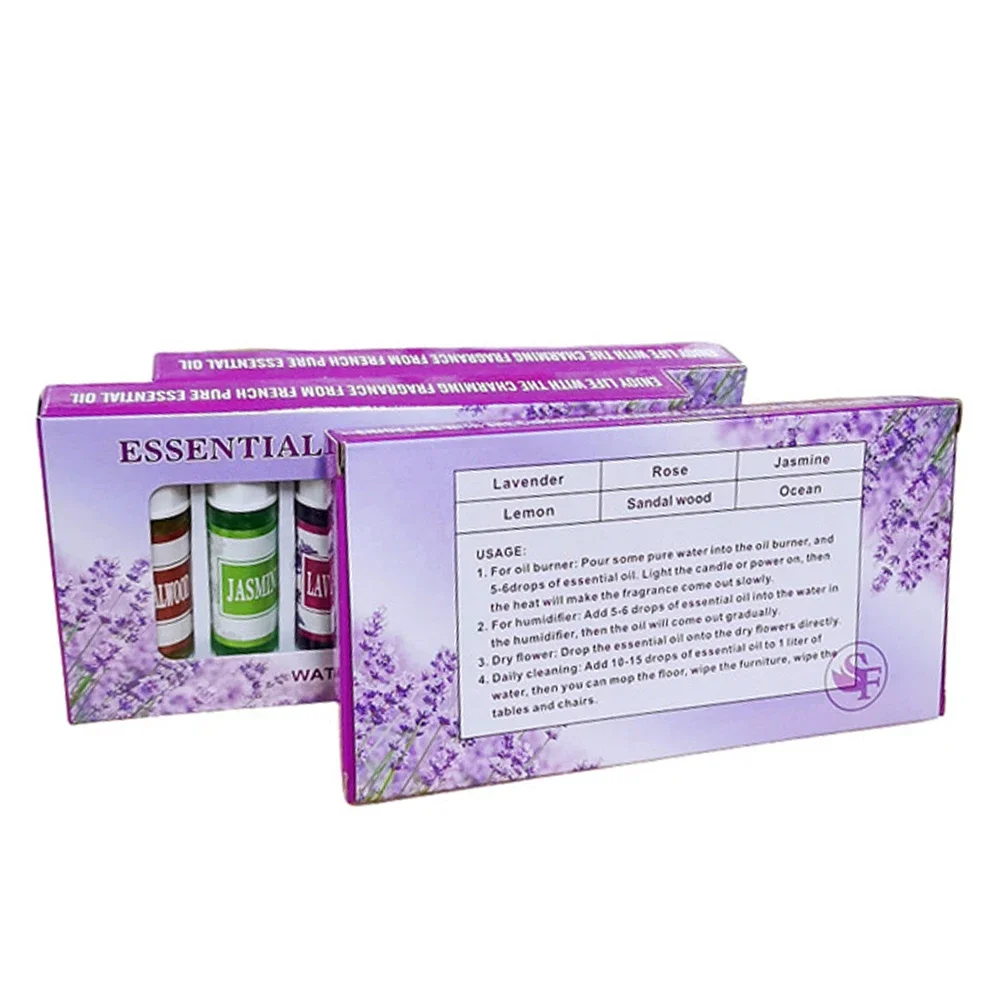 6pcs Relieve Stress Aromatherapy Essential Oil for Diffuser Incense Burner Rose Fragrance Oil 5ml Water Soluble Essential Oil