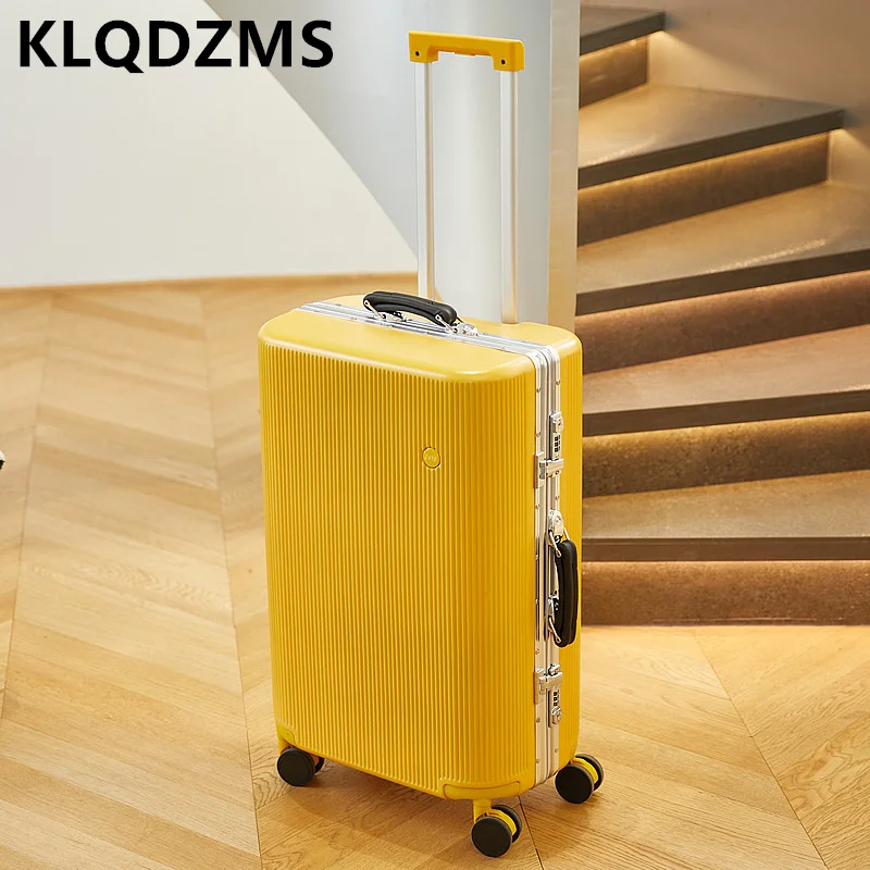 

KLQDZMS 20"24"26"28 Inch Aluminum Frame Pull Rod Luggage Silent Universal Wheel Travel Luggage Password Box Locking Suitcase