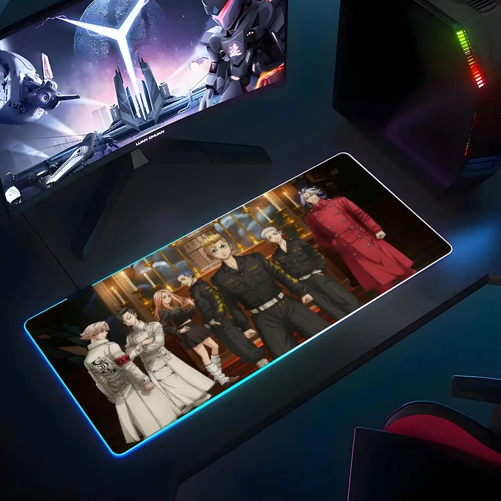 

Anime Tokyo Revengers Mouse Pad RGB Rubber Antislip Keyboard Pad 40x90cm Mousepad Gaming Accessories XXL Office Computer Mat