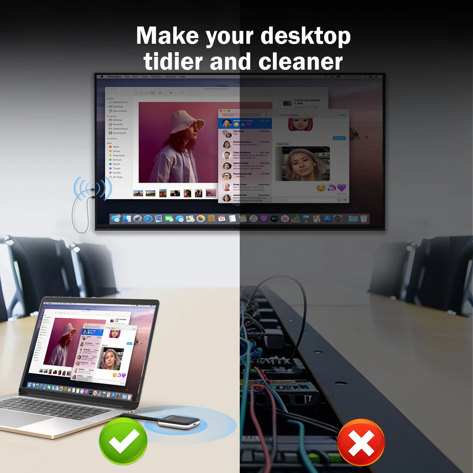 Lemorele 5G 50m طقم جهاز ريسيفر استقبال وإرسال لاسلكي 1080P التوصيل والتشغيل جهاز إرسال واستقبال الفيديو ل HDTV جهاز عرض كاميرا الكمبيوتر الشخصي #5