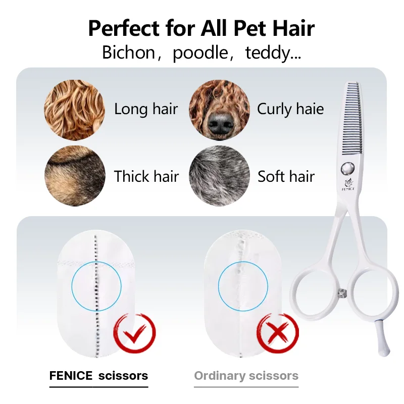 Fenice professional Pet Grooming Scissors 5.0 Inch Thinning Shears for Small Dogs/Cats Trimming Rate 25%-30%