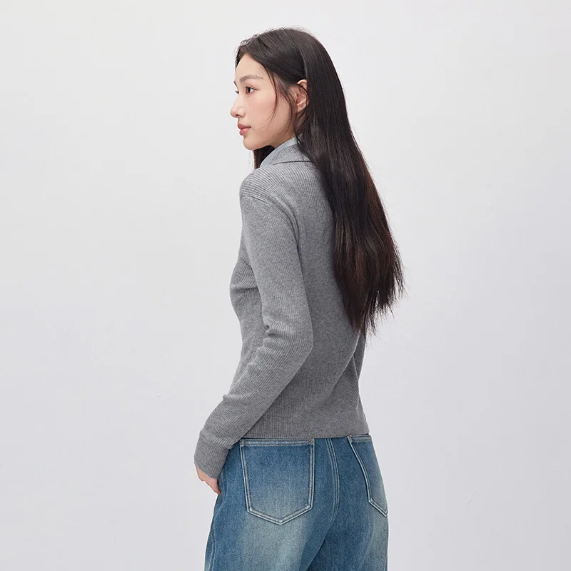 Semir Women Knit Cardigan Turtleneck Slim Fit Vintage Style Versatile 2026 New Winter Daily Wear Urban Casual Style