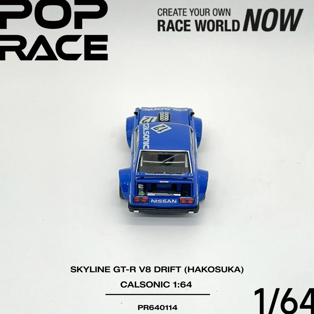 Pop Race 1:64 Skyline GT‑R V8 Drift Hakosuka Calsonic Open Hood & Trunk PR640114 Collectible Model Vehicles Alloy In Stock