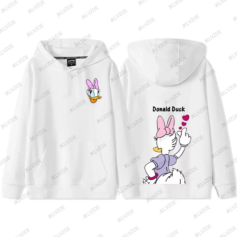 MINISO Cartoon Mickey Minnie ​Donald Duck Autumn Winter Long Sleeve Cotton Hoodie Women Men Sweatshirt Oversized Couple Tops