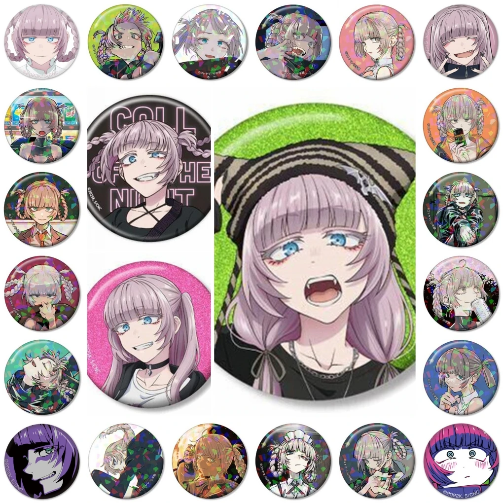 58mm Anime ‌CALL OF THE NIGHT Kou Yamori Nazuna Nanakusa Akira Asai Cosplay COSTUME Badge Pin SPTE Tinplate Brooch﻿ Prop Gift