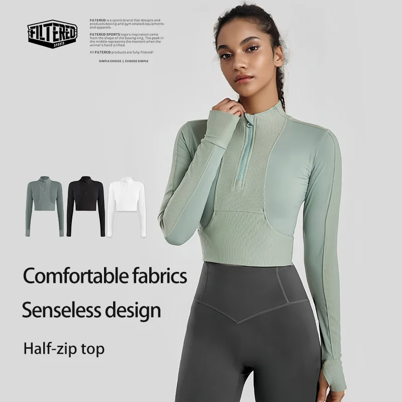 

FILTERED Women'S Slim Fit Short Sports Jacket Women'S Slimming Body Fitness Clothes Sculpting Zipper Yoga Jacket Sports Coat