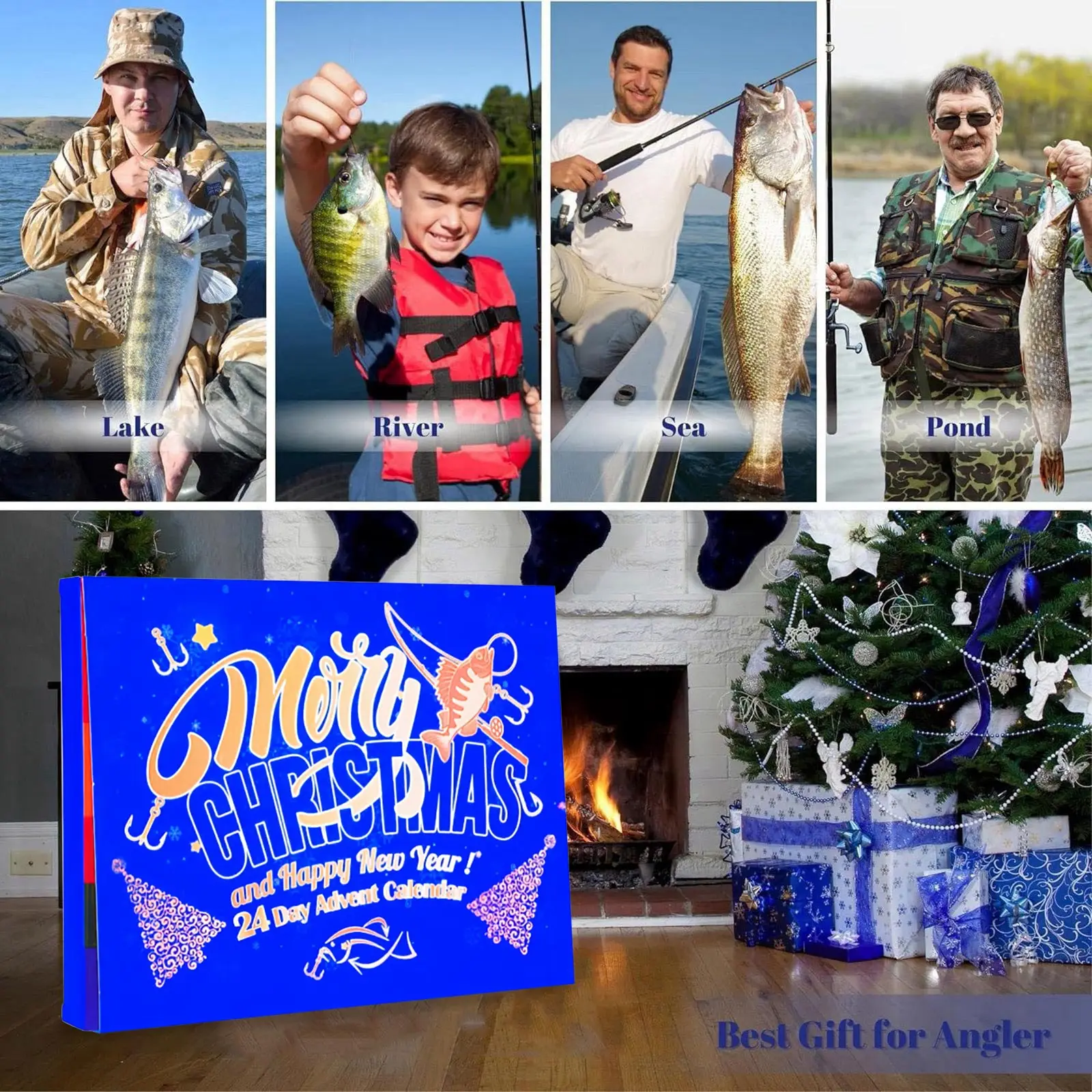 Large Stopwatch Clock Fishing Advent Calendar 2025 Adult Men Teen Boys 24 Days Christmas Countdown Advent Calendar Giant Timer