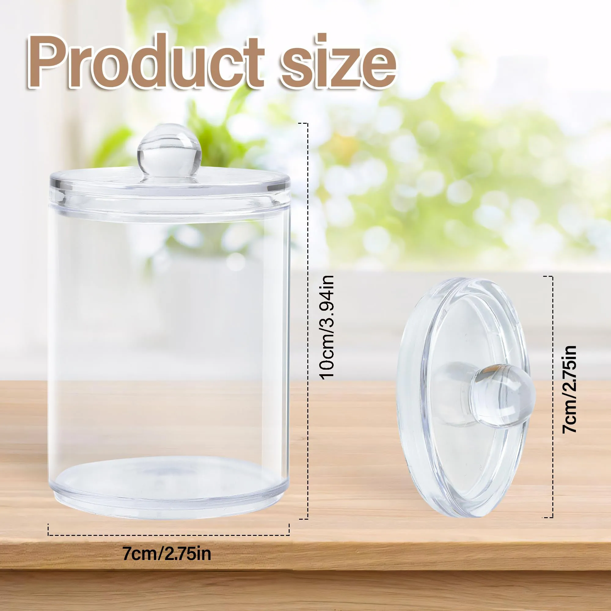 2/4 Pack Holder Dispenser with Lid Clear Plastic Bathroom Vanity Canisters Jars Cotton Balls Pads Swabs Holder Jar for Home