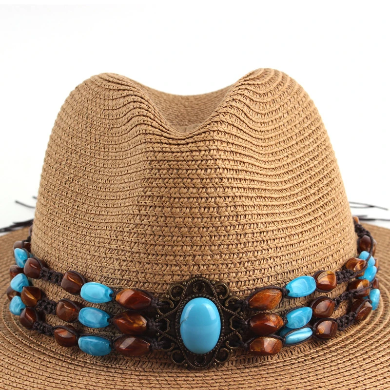 Bandes de chapeau tressées de style ethnique vintage pour hommes et femmes, mode réglable, paille Cowboy, ander, ceinture de chapeau, accessoires de chapeau Boho