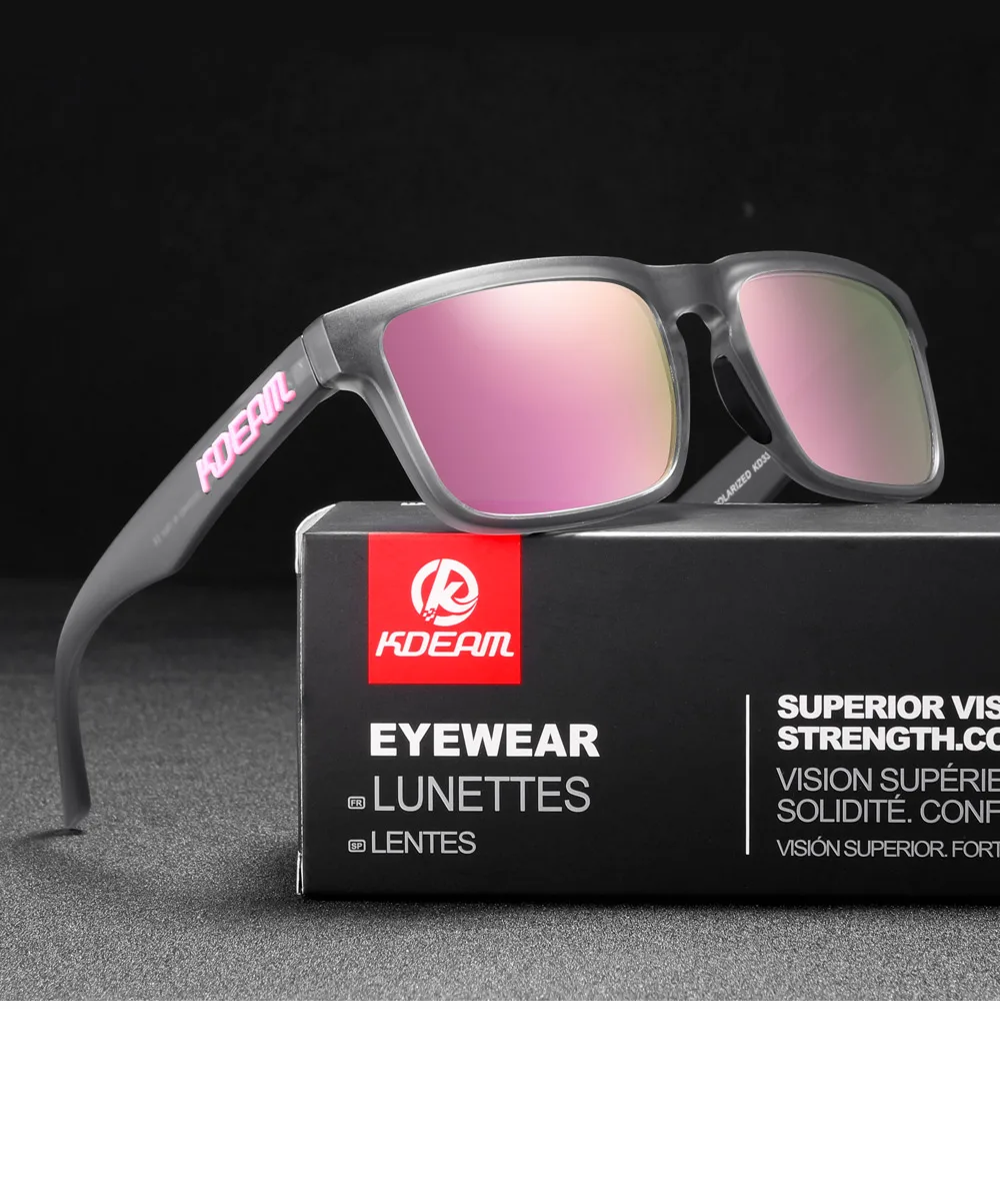 KDEAM Polarisierte Sonnenbrille für Herren, Angeln, Lebensstile, verspiegelte, farbblockierende Sonnenbrille, Damen-Legende, quadratische Sonnenbrille mit Box – Detail 16