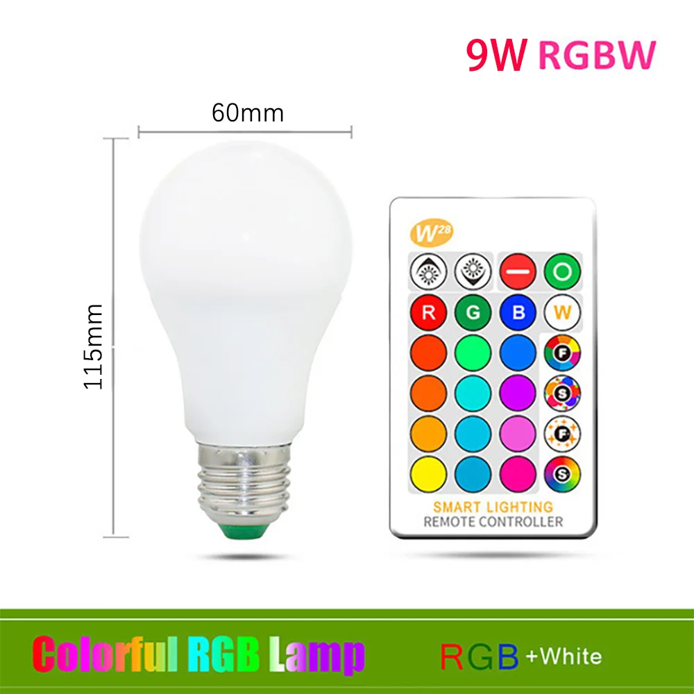 E27 Light Bulbs 9W LED Bulb AC175-265V Energy Saving Long Life 2 Lighting Modes Colorful RGB Lamp Remote Control For Bar Party