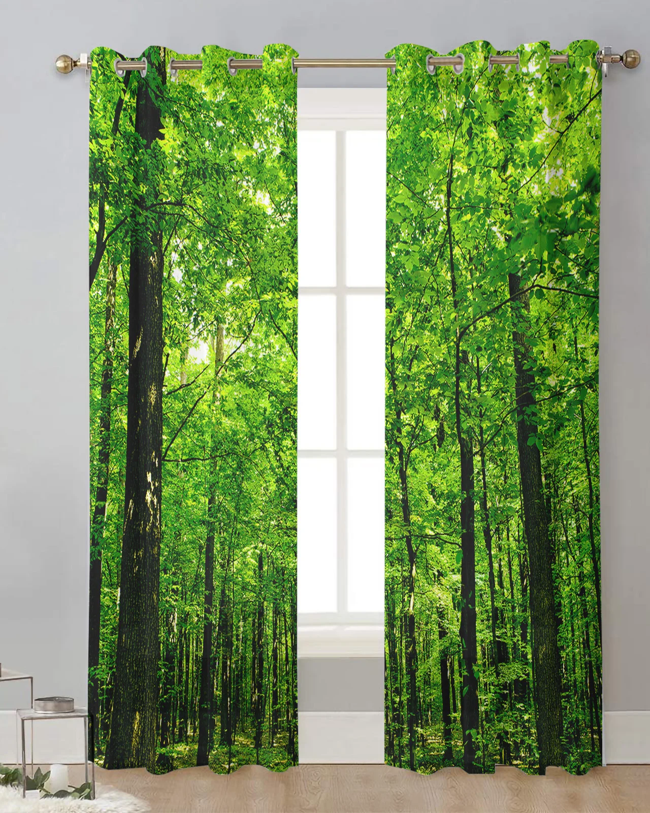 Green Black Woods Realistic Branches Leaves Tulle Drapes Living Room Sheer Window Curtains Kitchen Balcony Modern Voile Curtains