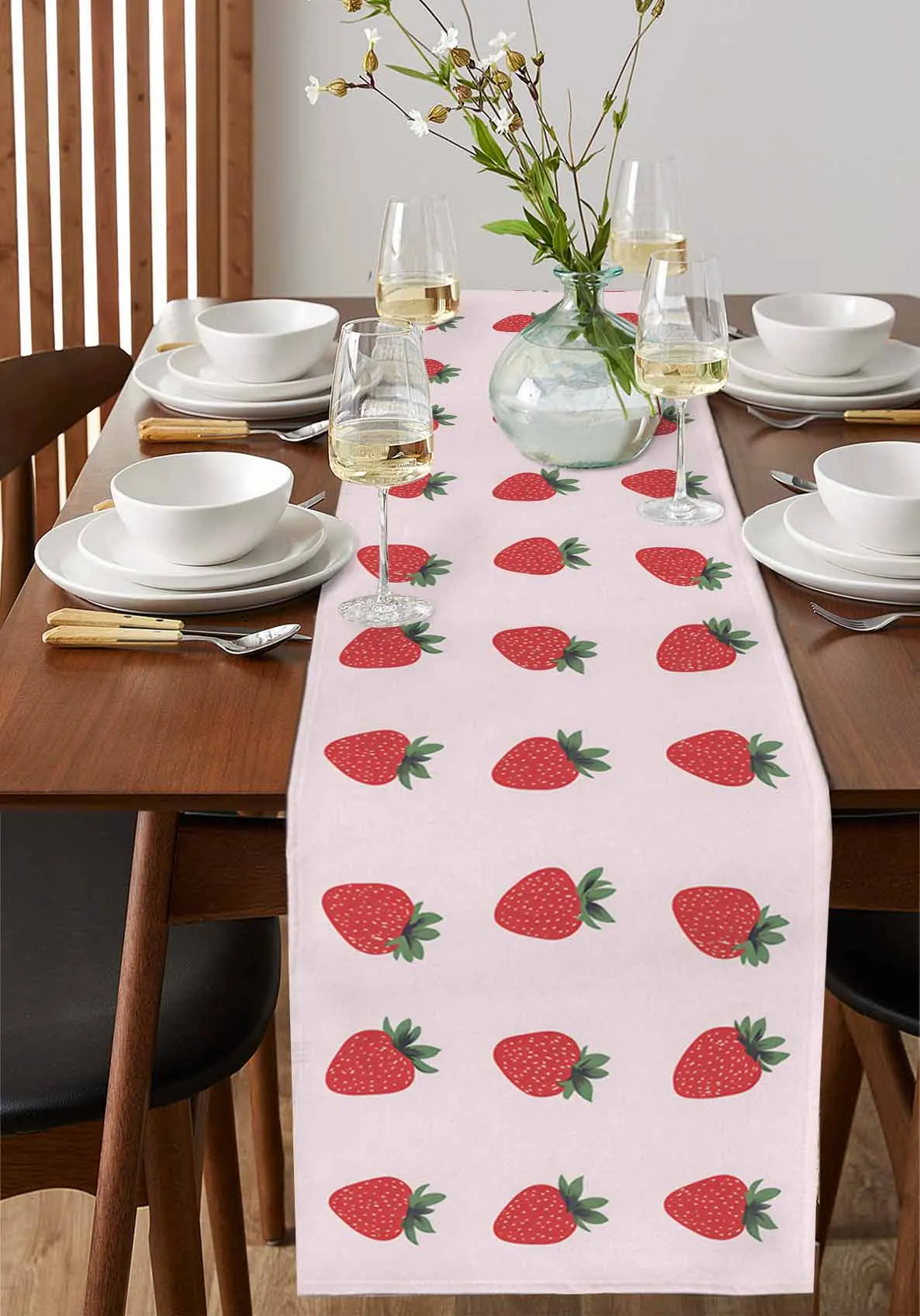 

Childlike Strawberry Decoration Table Runner Wedding Decor Table Runner Holiday Dining Table Decor Linen Tablecloth