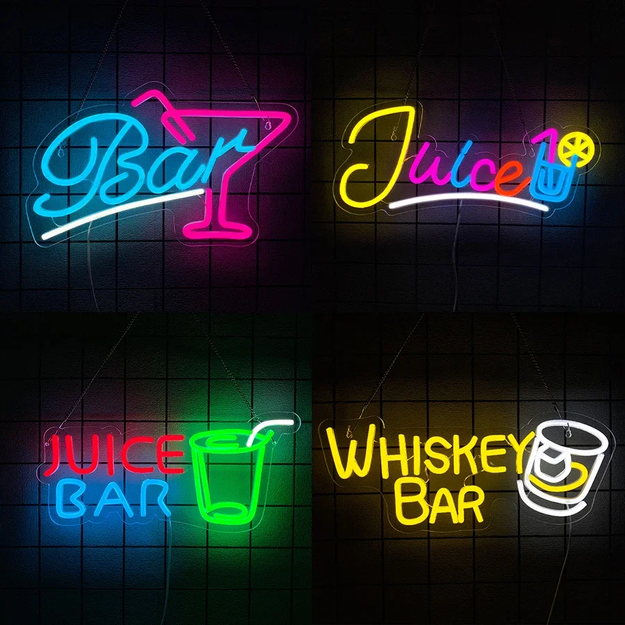 

Неоновая вывеска Juice Bar для декора стен, светодиодная неоновая подсветка для вечеринок, коктейль-баров, клубов, украшения мужской комнаты, ресторанов, вечеринок, с питанием от USB.
