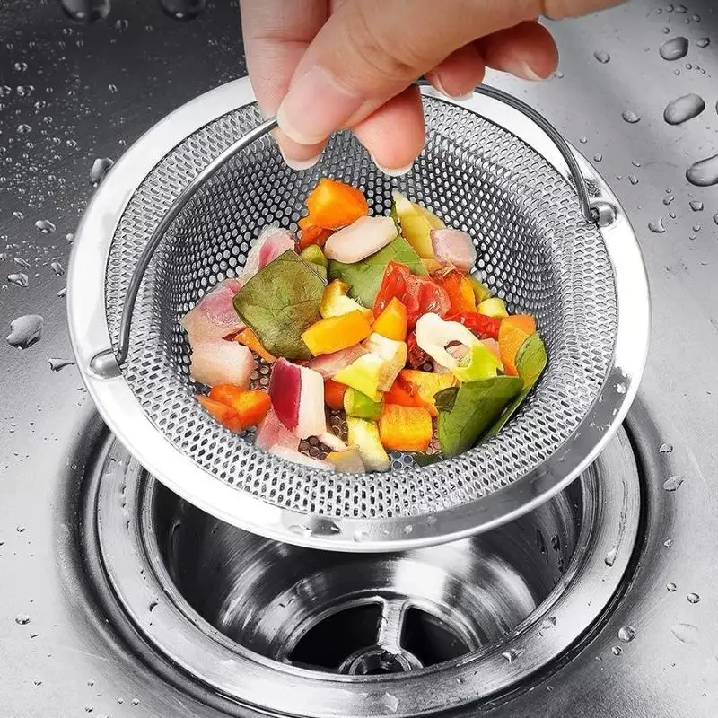 

2/4 Pcs Stainless Steel Kitchen Sink Filter Kitchen Garbage Food Residue Dishsink Filter With Handle Metal Sink Strainer