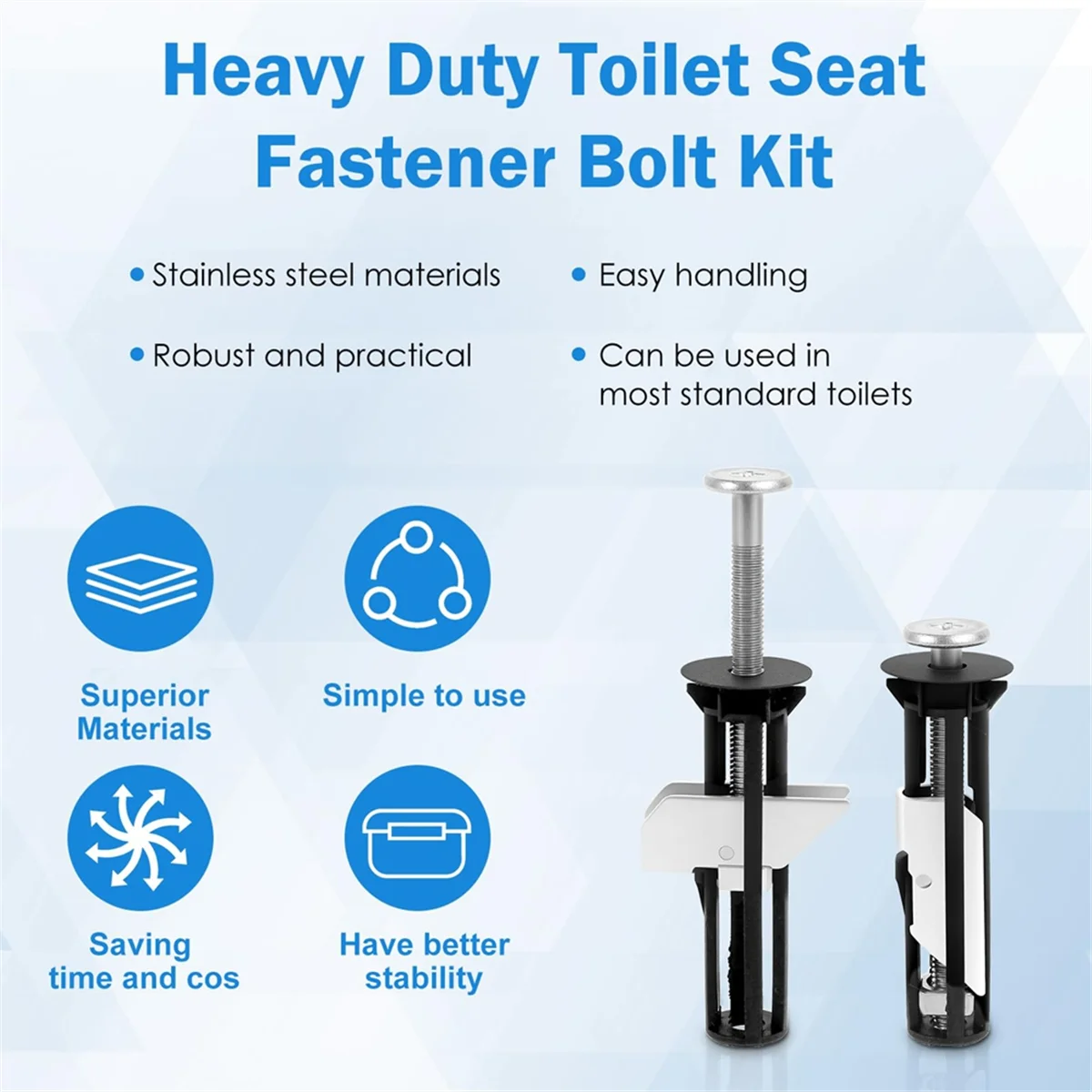 مجموعة استبدال براغي المرحاض المكونة من 12 قطعة من ABJZ، ومسامير مقعد المرحاض العالمية مع صامولة برغي الغسالة، وغطاء المرحاض سريع التثبيت