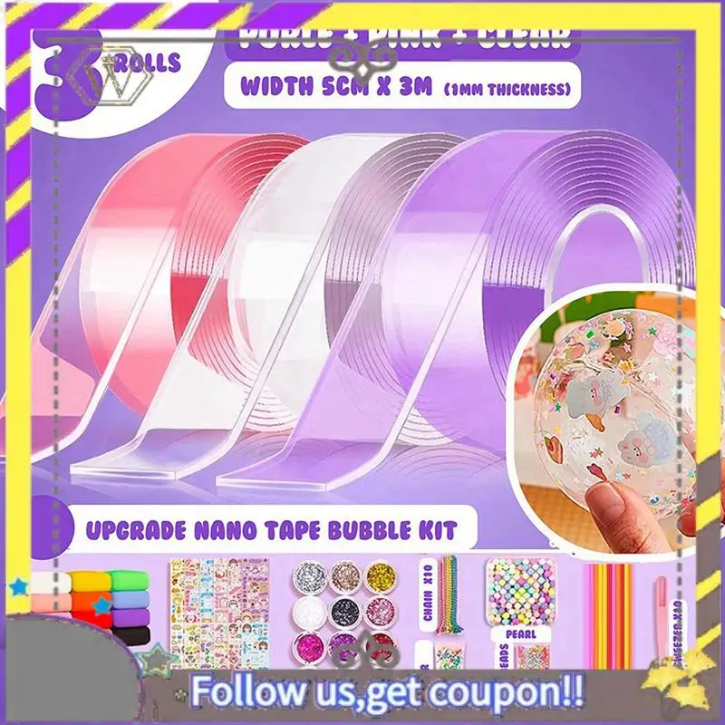 Nouveau Kit de bulles de bande Nano de couleur pour enfants boule collante magique bricolage bulles élastiques Nano bande Nanos ruban de ballon à bulles