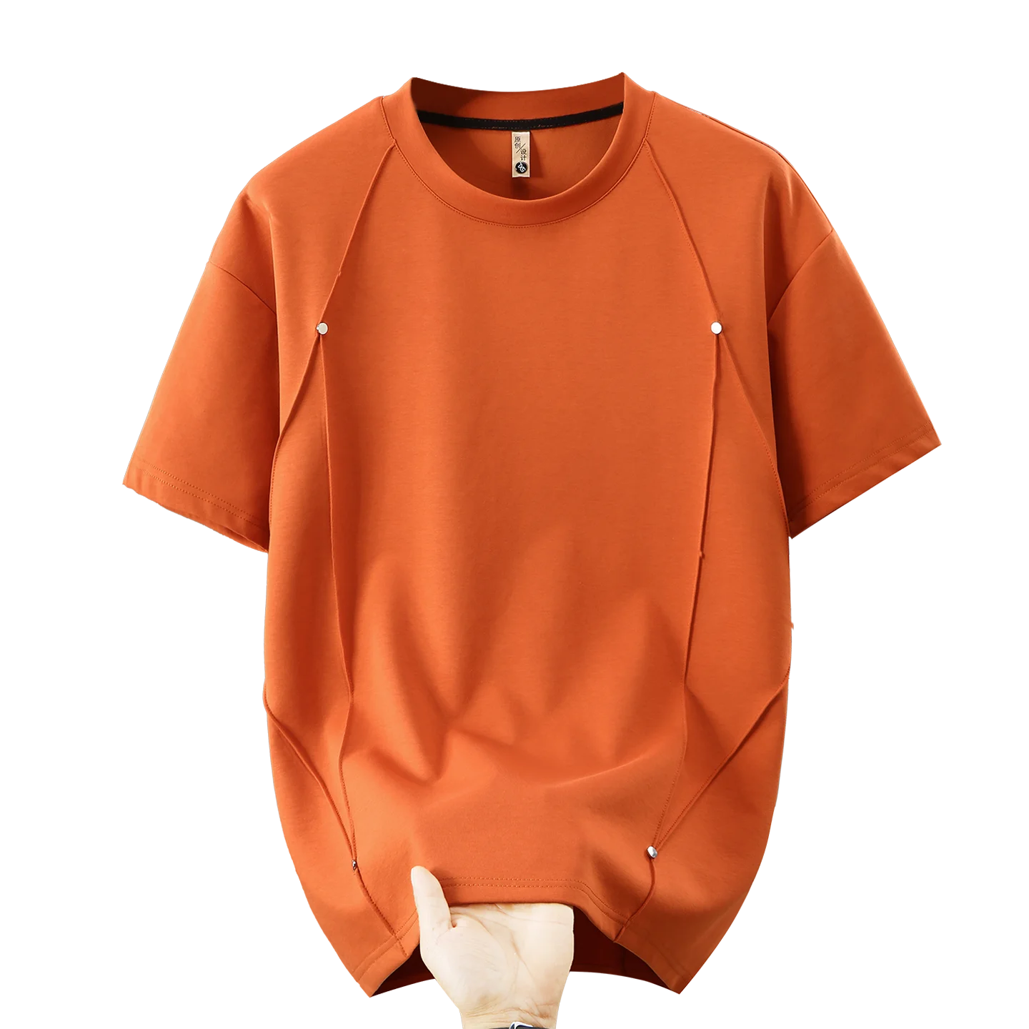 Plus Size Available Men's Casual T-Shirt | Deconstructed Stitching & Rivet Accent | Summer Streetwear Essential