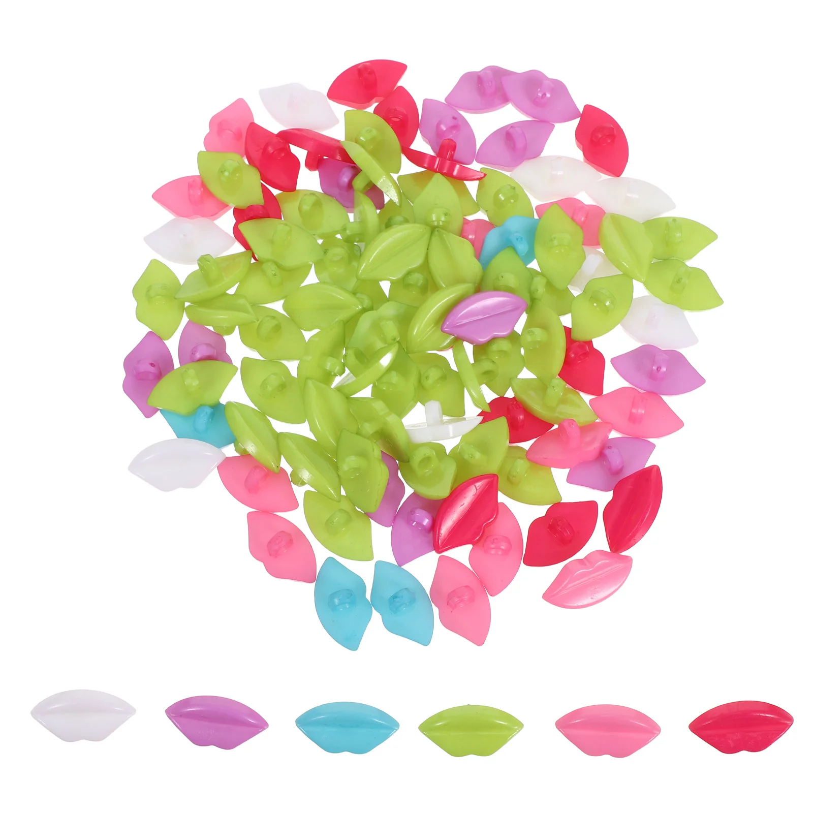 

100Pcs Unique Design Lip Buttons Smooth Surface Clothing Accessories for Handmade Projects Lip Shaped Colored Buttons