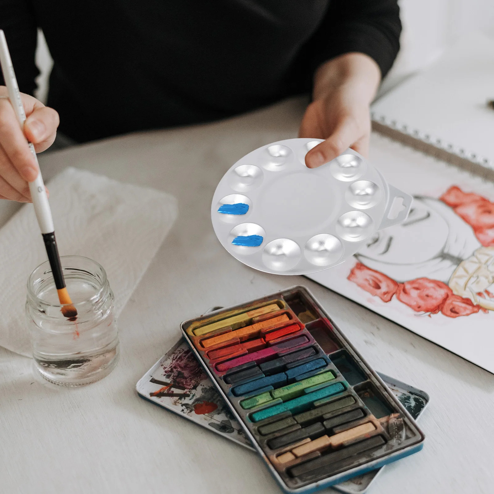 

4pcs Aluminum Palette Butterfly Dish for Color Mixing Watercolor Oil Pigment Tray Storage Easy Cleaning Art Supplies