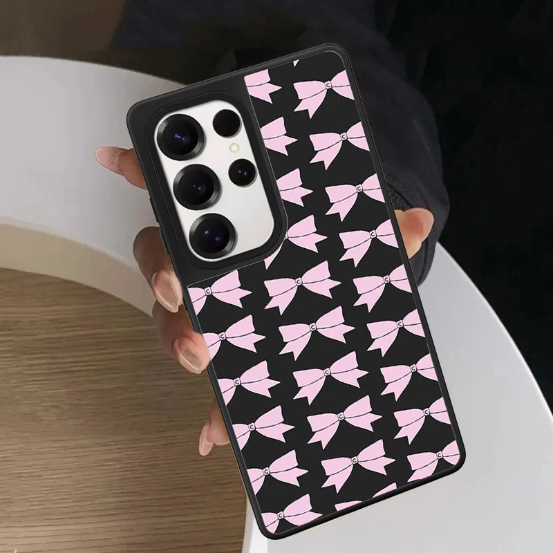 

Full Screen Pink Bow Tie Mirror Case for Samsung Galaxy S26 S25 S24 Ultra S26U S24+ S25+ S26 Plus Protective Case