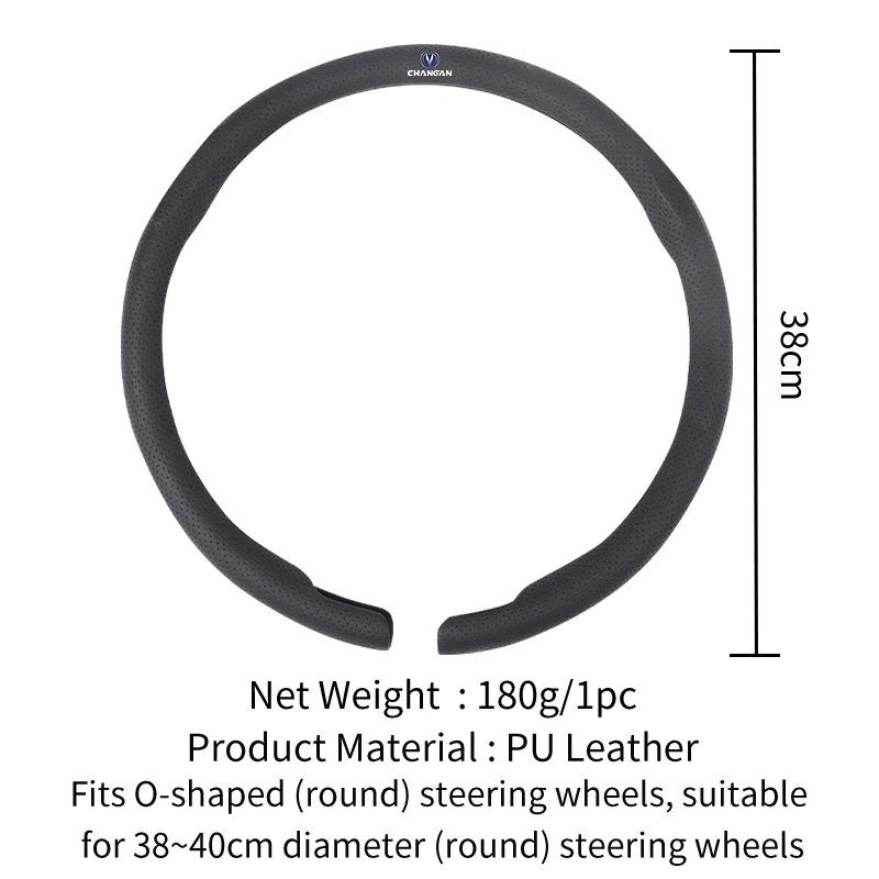 Leather Car Steering Wheel Cover Fully Perforated Wheel Interior For Changan CS75 CS35 CS15 CS95 RAETON CX70 CS55 EADO CX20 CS16 6