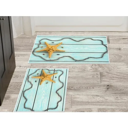 Land Of dowry Starfish 2'li Bath Mat Pad