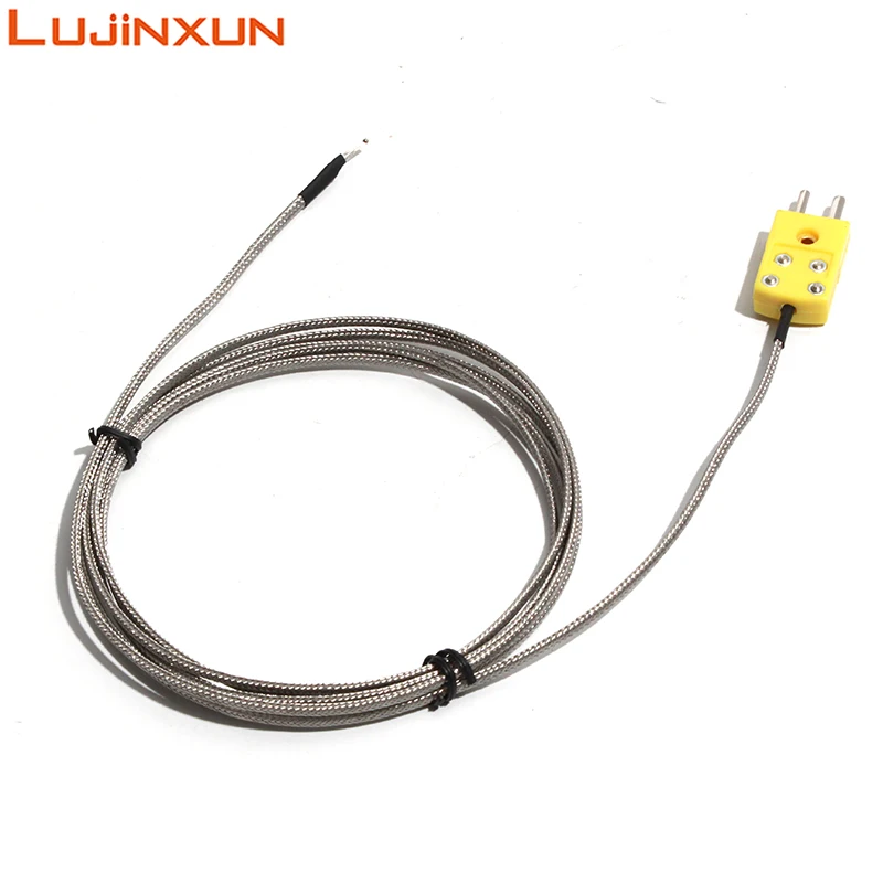 K-type 1-5M Metal Shielded Wire Thermocouple Temperature Sensor Exposed Temperature Measurement On the Surface of Gas/Solid