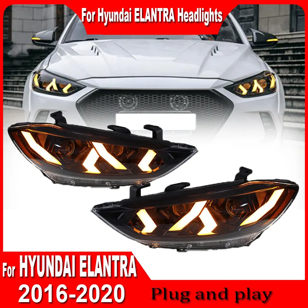 Car Styling Headlights for Elantra LED Headlight 2016 2017 2018 2019 2020 Elantra Front Lamp Drl Led Projector Lens Accessories