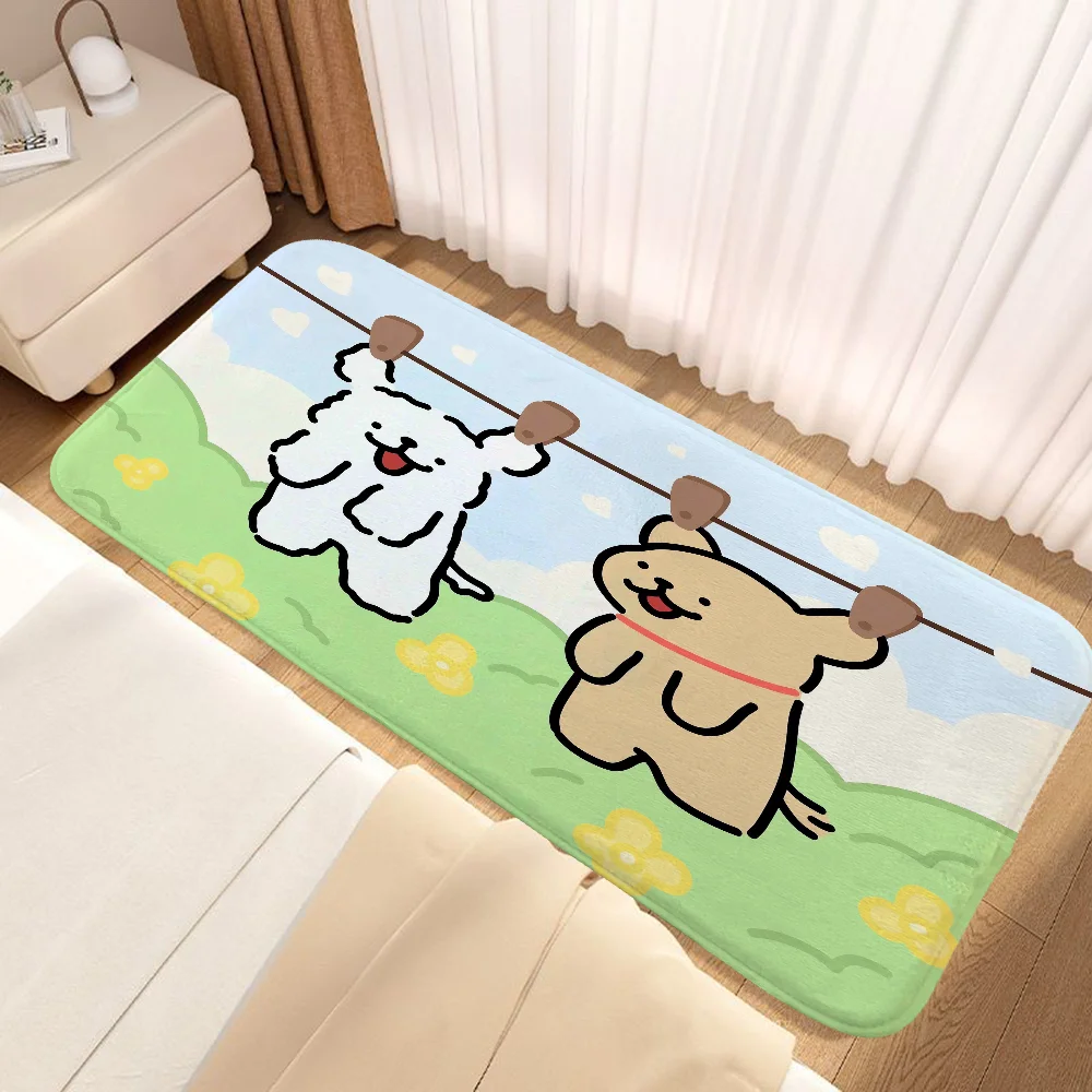 Kawaii Dog Front Door Mat Entrance Outdoor Rug Bath Mats Carpet in the Bedroom Goods for Home Decoration Accessories Room Rugs