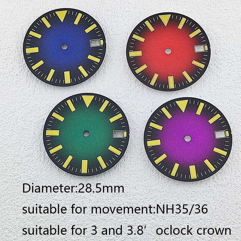 NH35 dial 28.5mm high-quality fashionable green glow, suitable for NH35/NH36 movement and  watch for men replacement parts