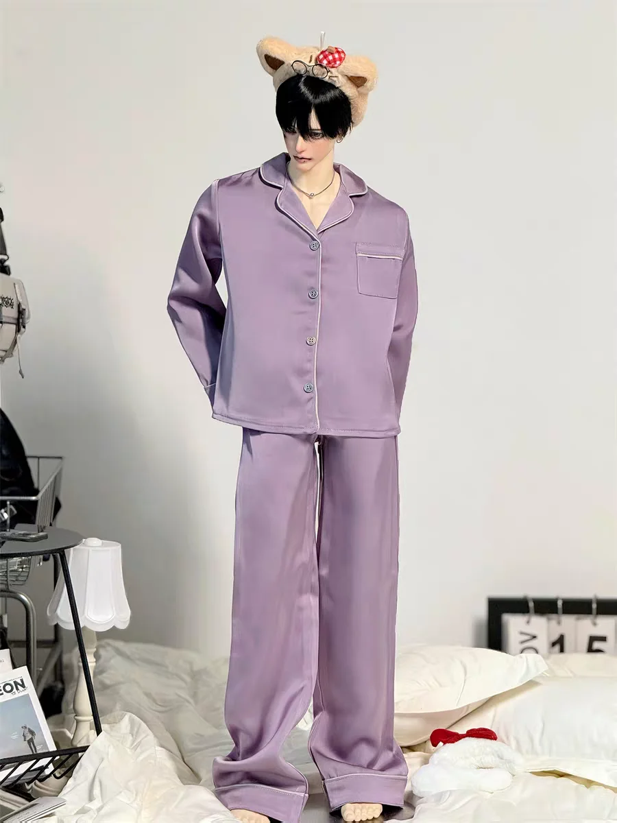 Roupas de boneca bjd adequadas para tio id75 tamanho versátil preguiçoso pijama multicolorido manga comprida roupas para casa conjunto de duas peças masculino