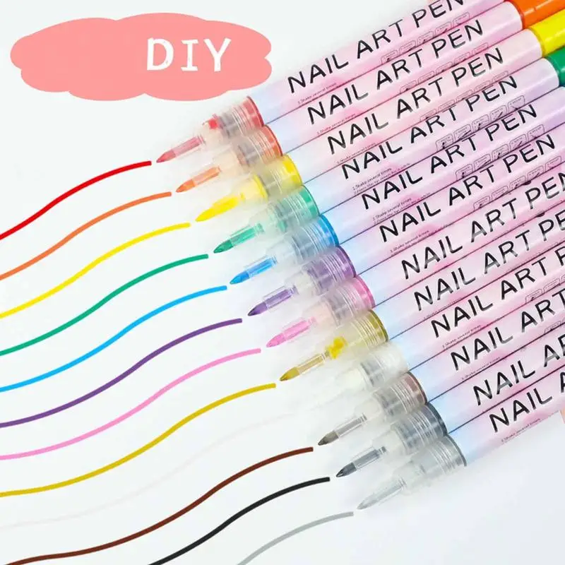 Pens Nail Polish Art Pens 12 Color Nail Pens DIY Painting Pen Kit For Quick Dry & Easy To Use